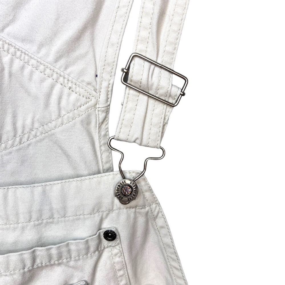 Northcrest Jean Overall Shorts Carpenter Bib Denim Plus Size 22W Off White - Picture 4 of 6